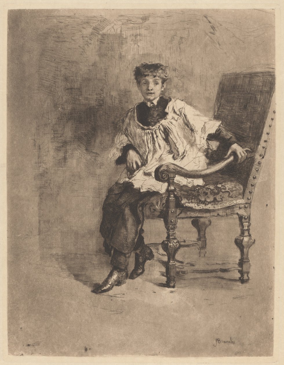 Acolyte assis, vers 1872 - Bianchi Mose