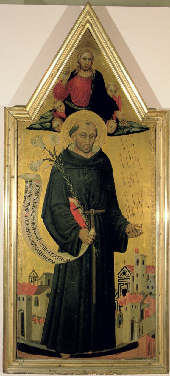 Saint Nicolas de Tolentino (c.1246-1305) protégeant Empoli de la peste, 1445 - Bicci di Lorenzo