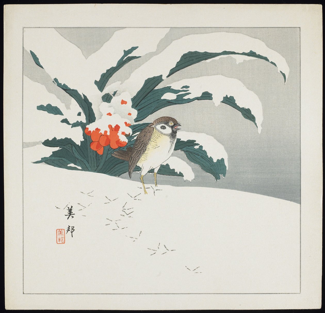 Oiseau dans la neige - Biho Takashi or Takahashi (b. 1873. fl 1890 1930)