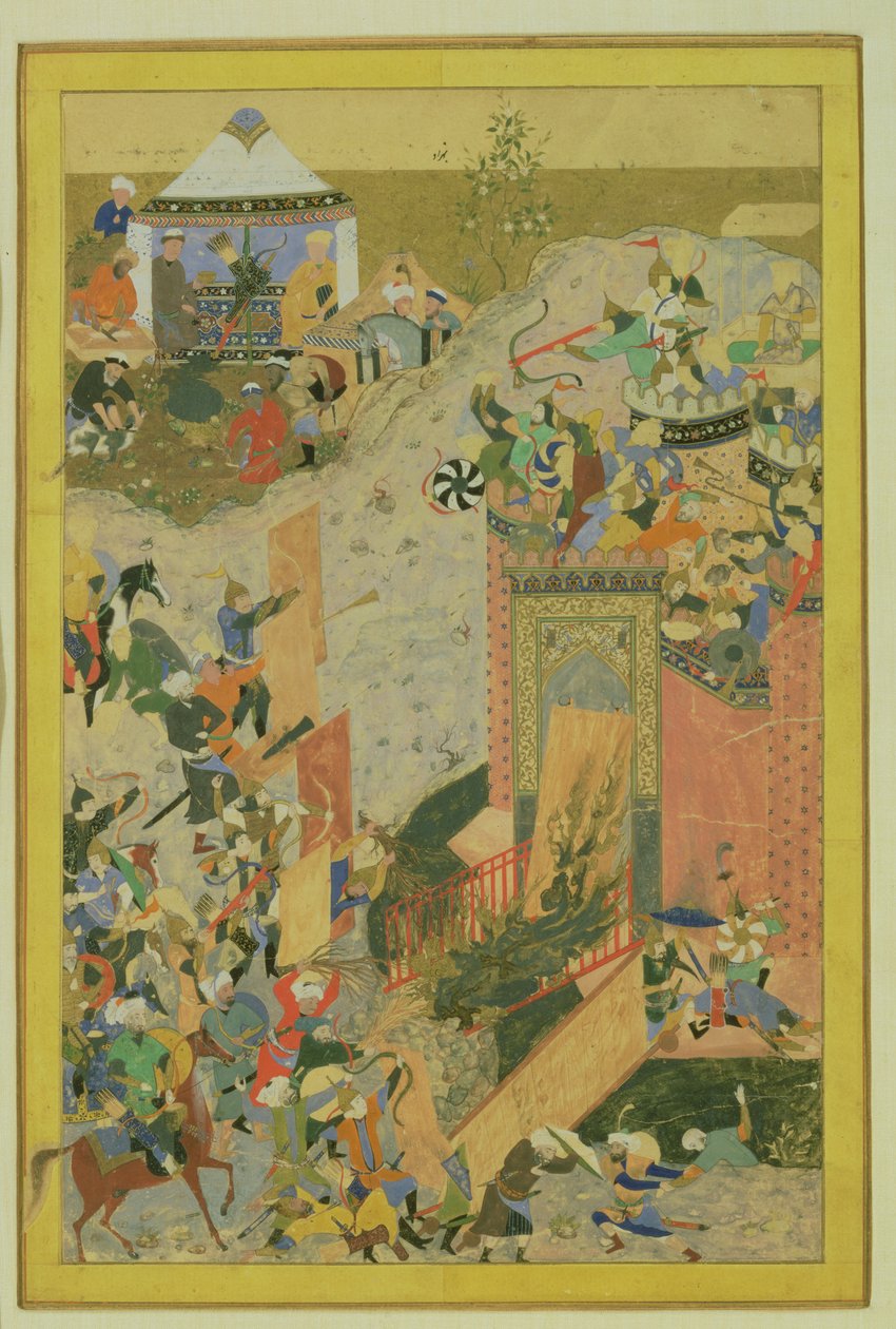 Assaut sur un château, Perse, Période Timouride (1370-1506) c.1475-1500 - Bihzad attr. to Bihzad attr. to