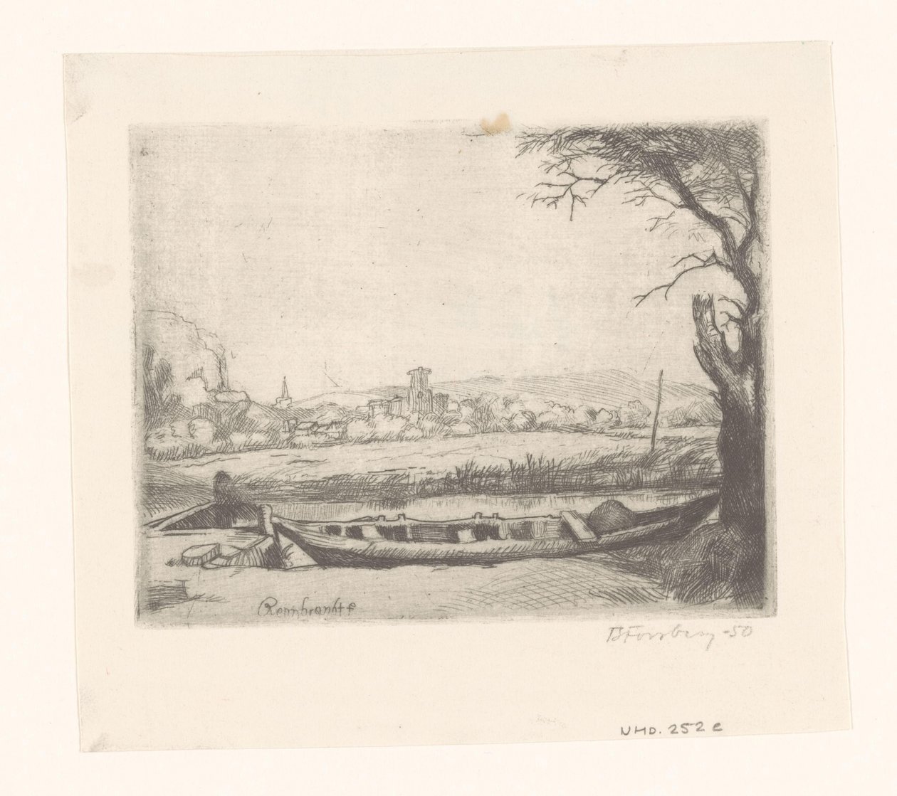 Canal avec un grand bateau et un pont - Birger John Forsberg