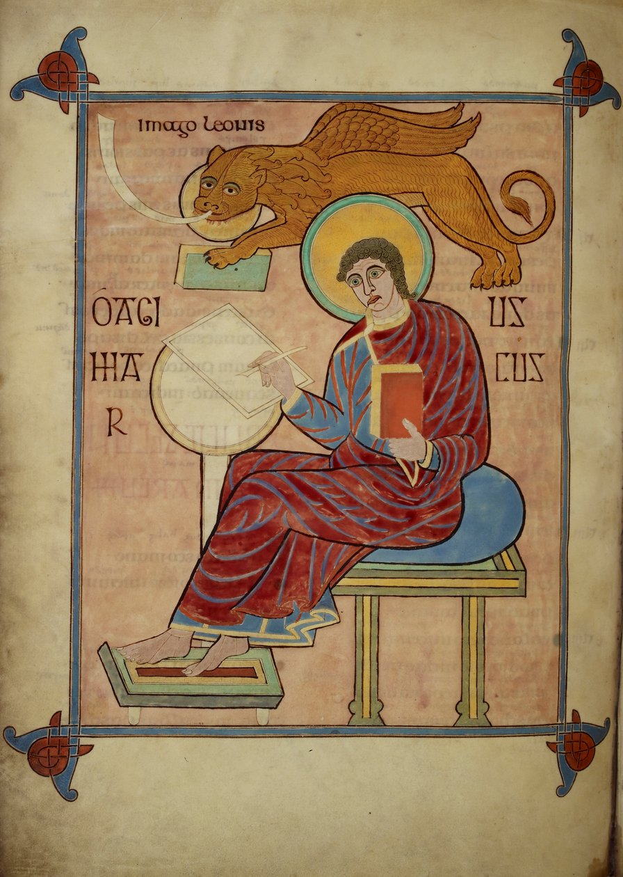 Saint Marc, des Évangiles de Lindisfarne - Bishop of Lindisfarne Eadfrith