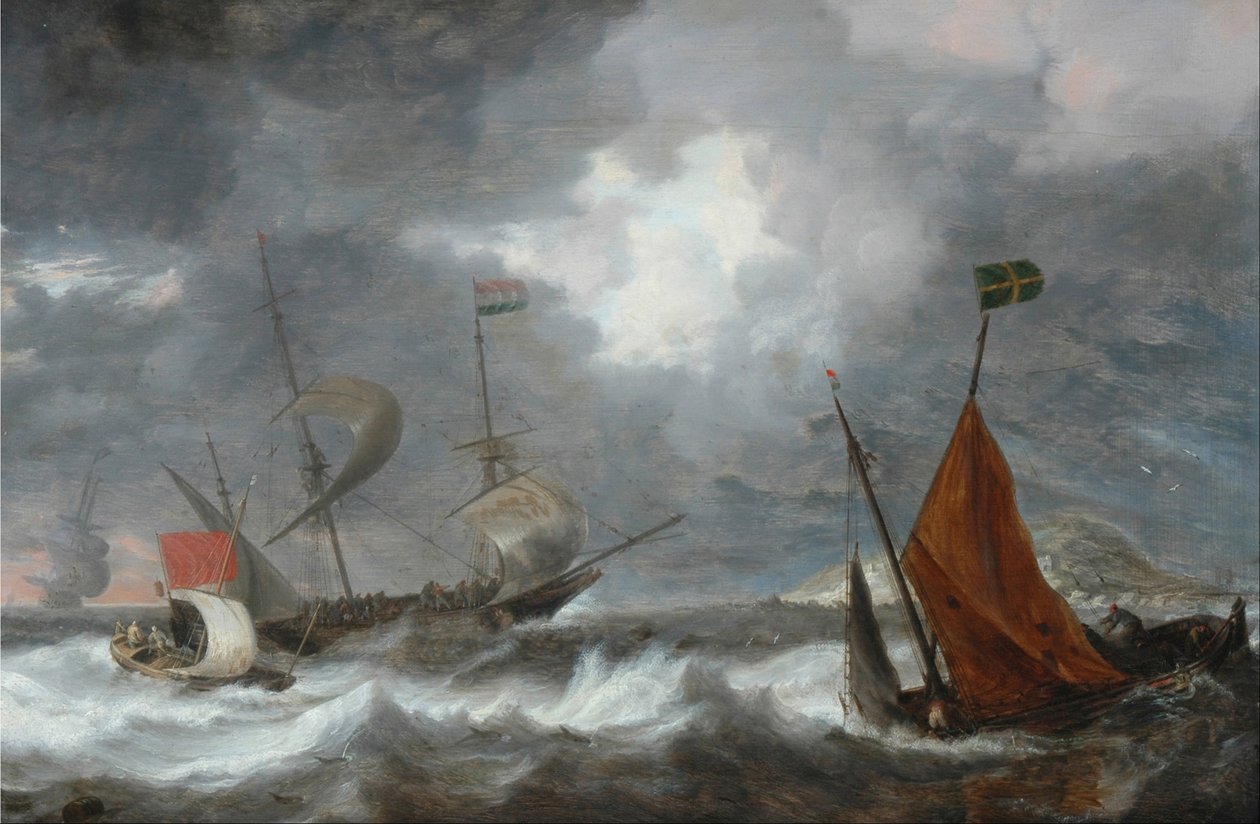 Tempête en mer avec des voiliers - Bonaventura I Peeters