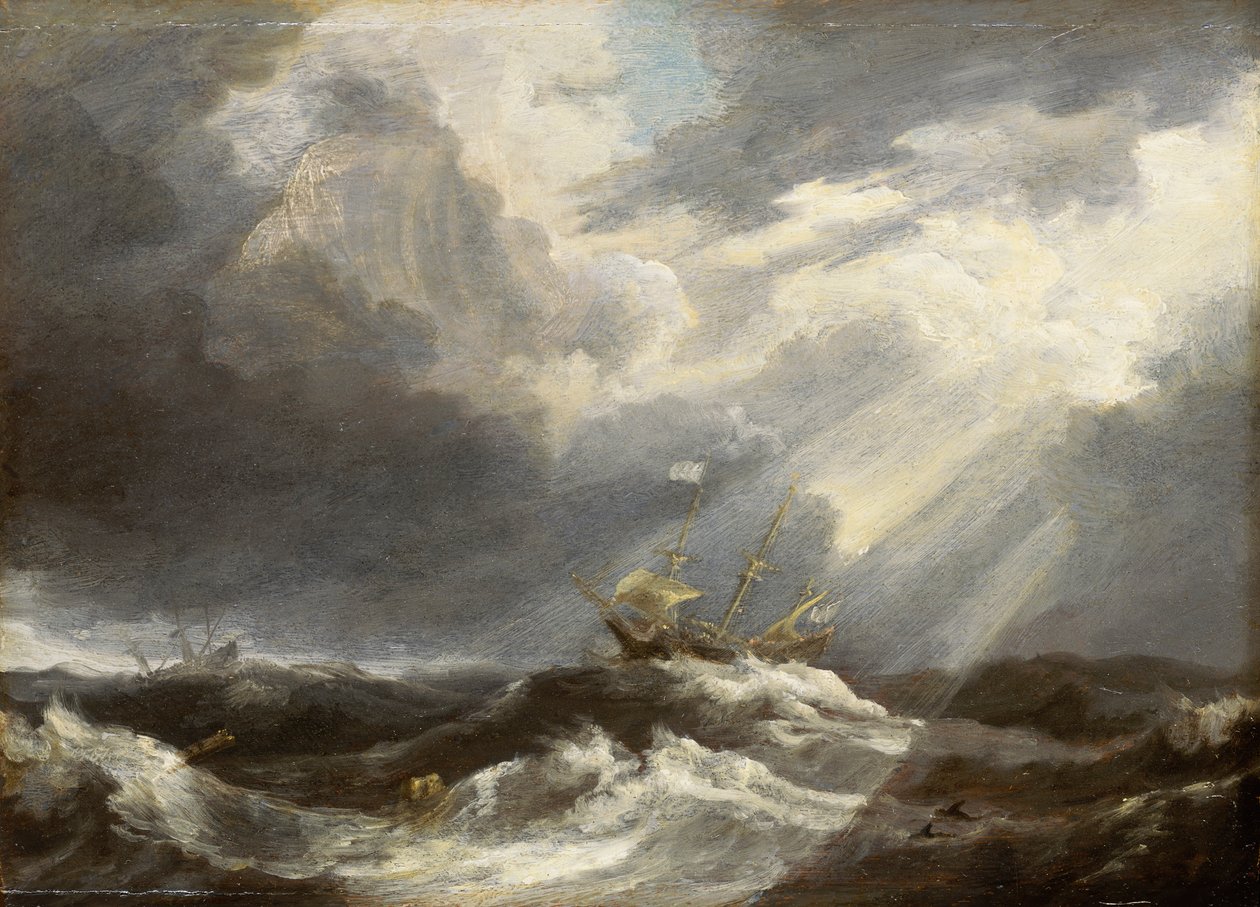 Lumière du soleil sur une mer orageuse, c. 1640s - Bonaventura Peeters