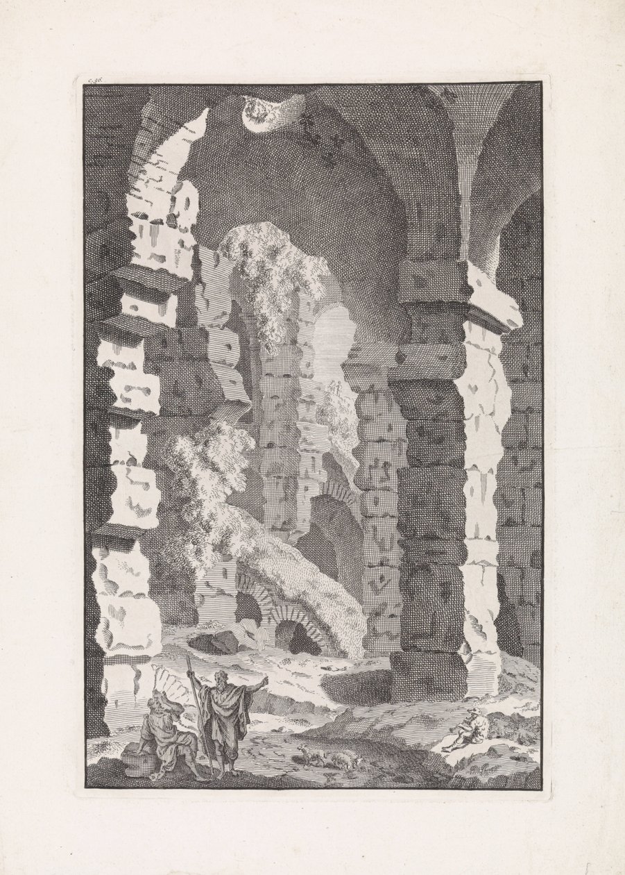 Berger jouant de la musique parmi les ruines (Reliquiae antiquae urbis Romae) - Bonaventura van Overbeek