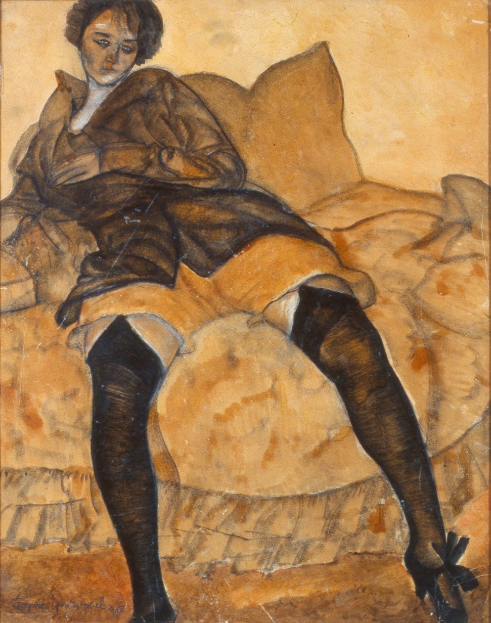 Une femme assise, vers 1918 - Boris Dmitrievich Grigoriev