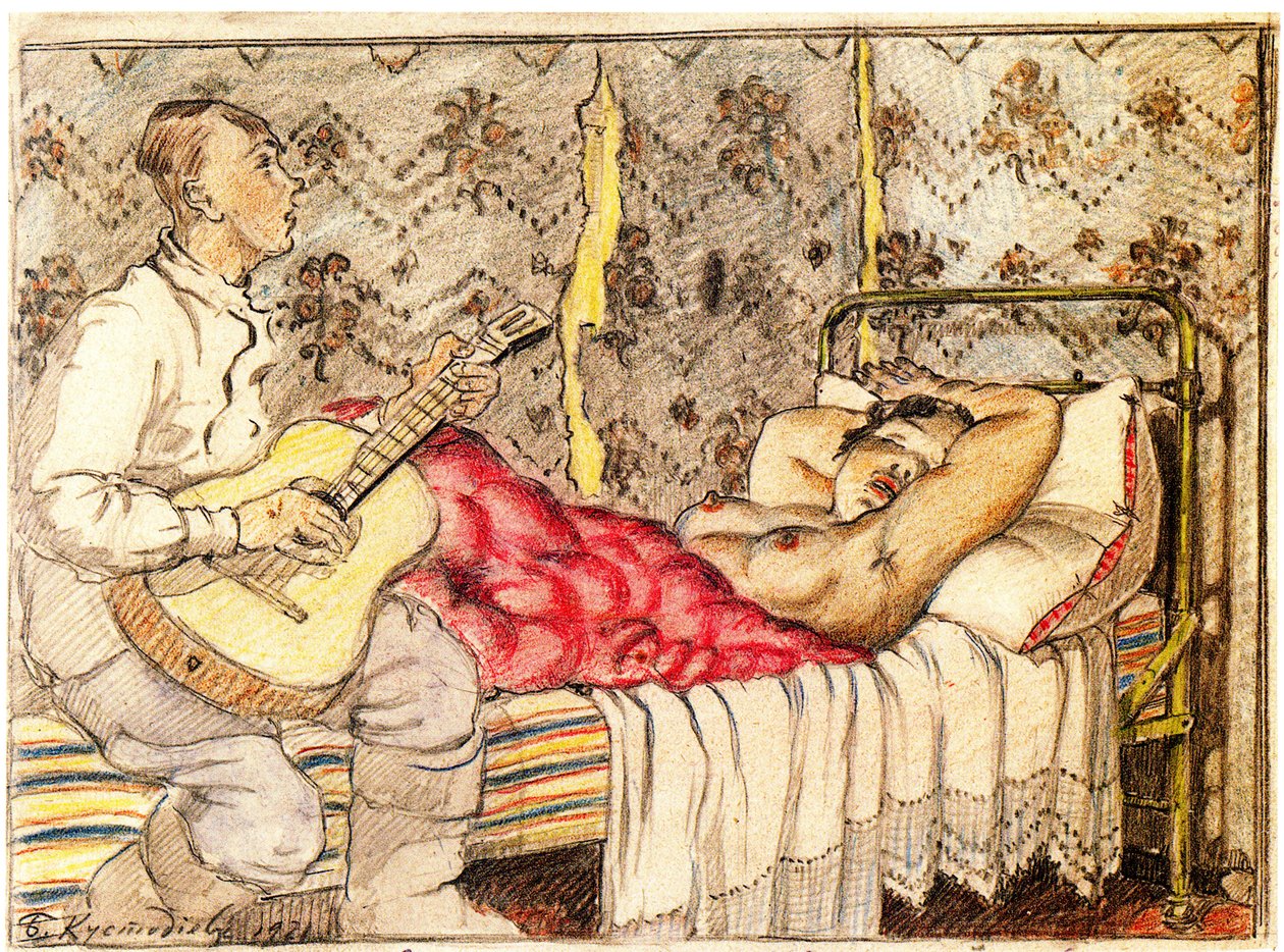 Par le son de la guitare, 1921 - Boris Mikhailovich Kustodiev