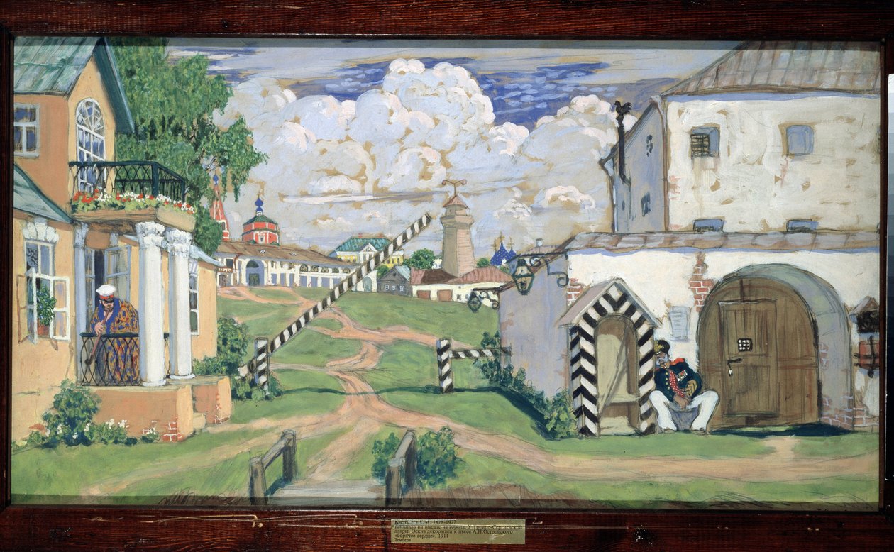Decor preparatoire pour la piece de theatre Coeur ardent de Alexandre Ostrovski - Boris Mikhailovich Kustodiev