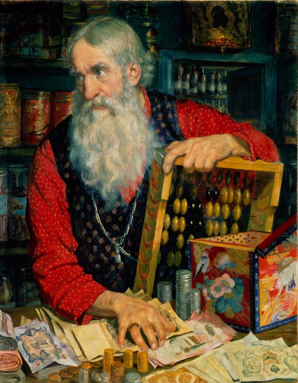 Le vieux marchand avec de l