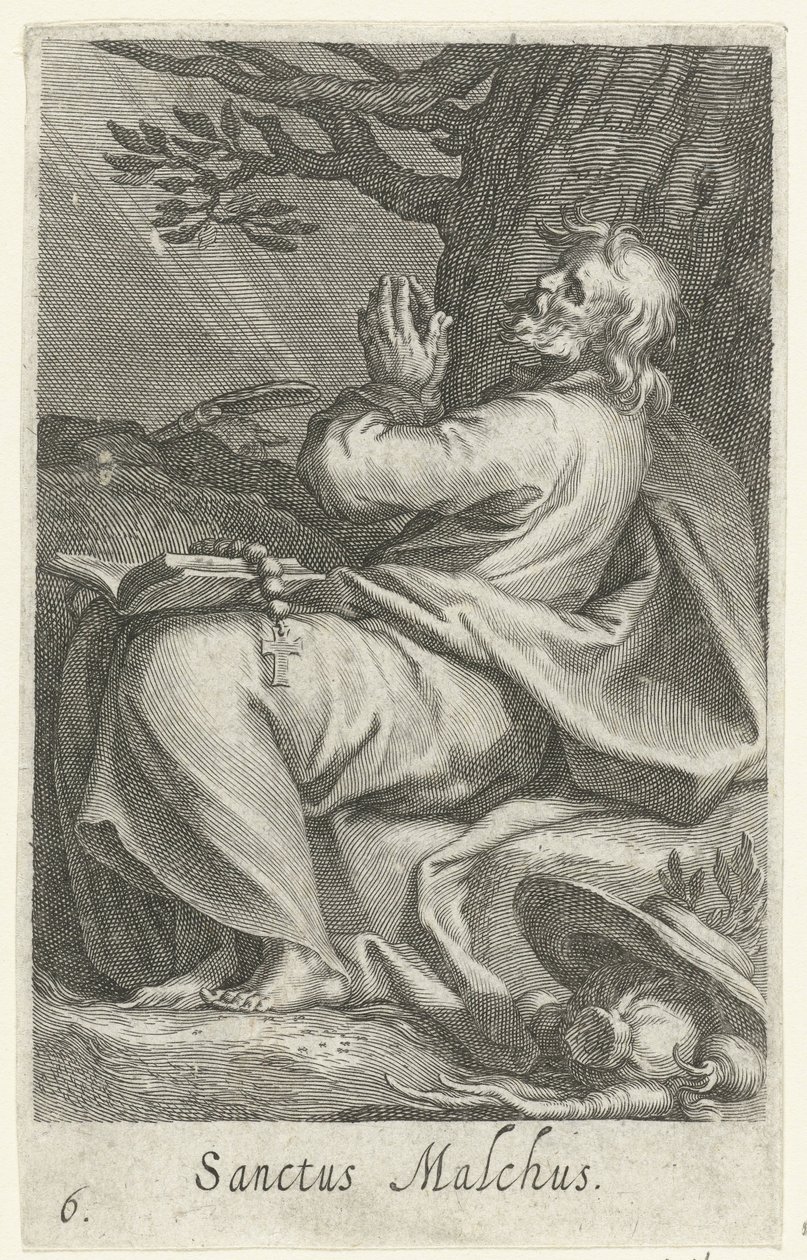 Saint Malchus de Chalcis en ermite (Kluizenaars, Sacra eremvs ascetarvm) - Boëtius Adamsz. Bolswert