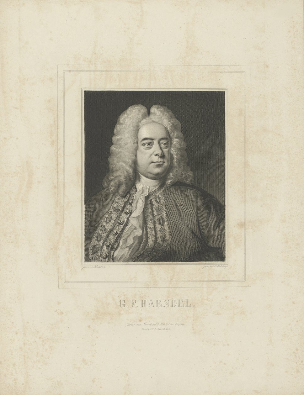 Portrait du compositeur Georg Friedrich Haendel 1685-1759, vers 1840 - Breitkopf and Härtel
