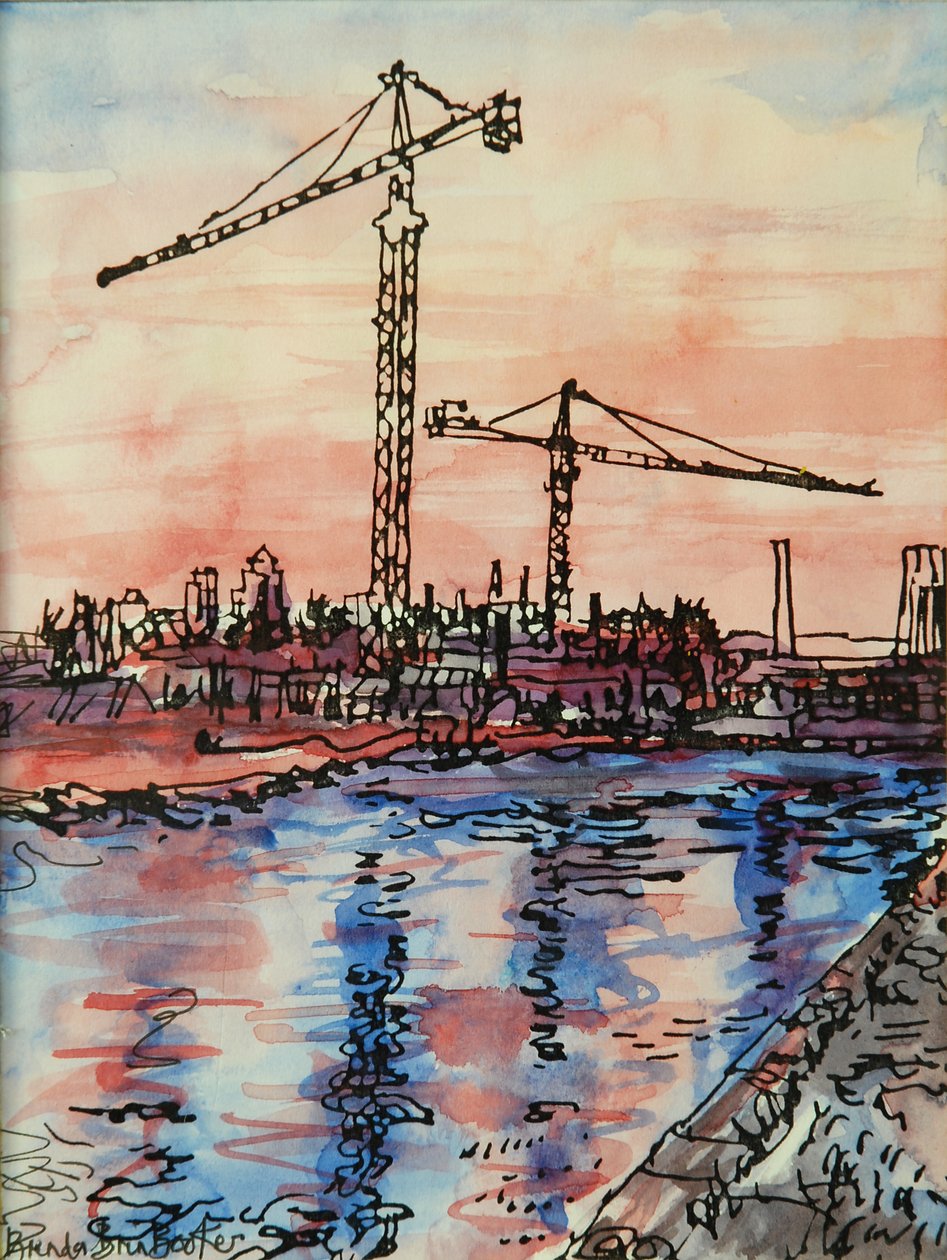 Soirée sur le canal avec grues - Brenda Brin Booker