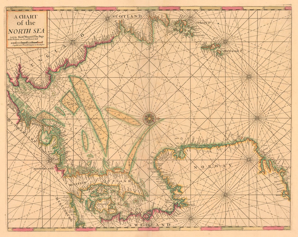 Carte de la mer du Nord : de la Norvège aux détroits de Douvres, c.1700 - British School