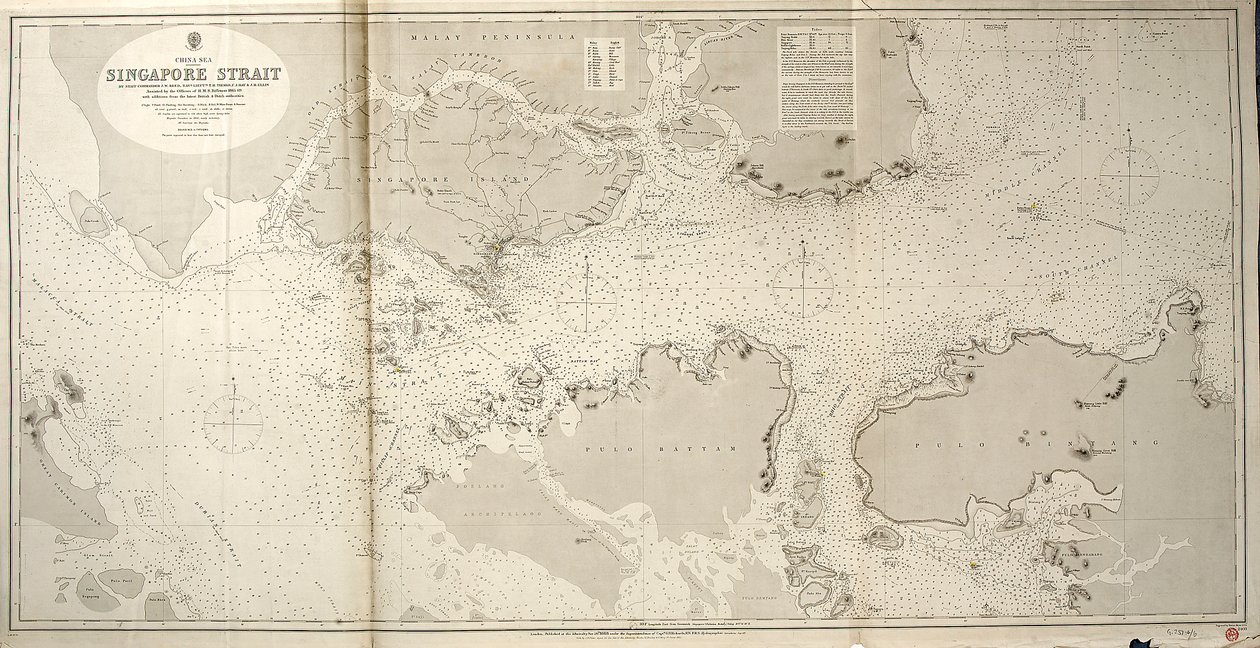 Mer de Chine, détroit de Singapour par le commandant JW Reed et les lieutenants de navigation TH Tizard... assistés par les officiers du HMS Rifleman 1865-69 - British School