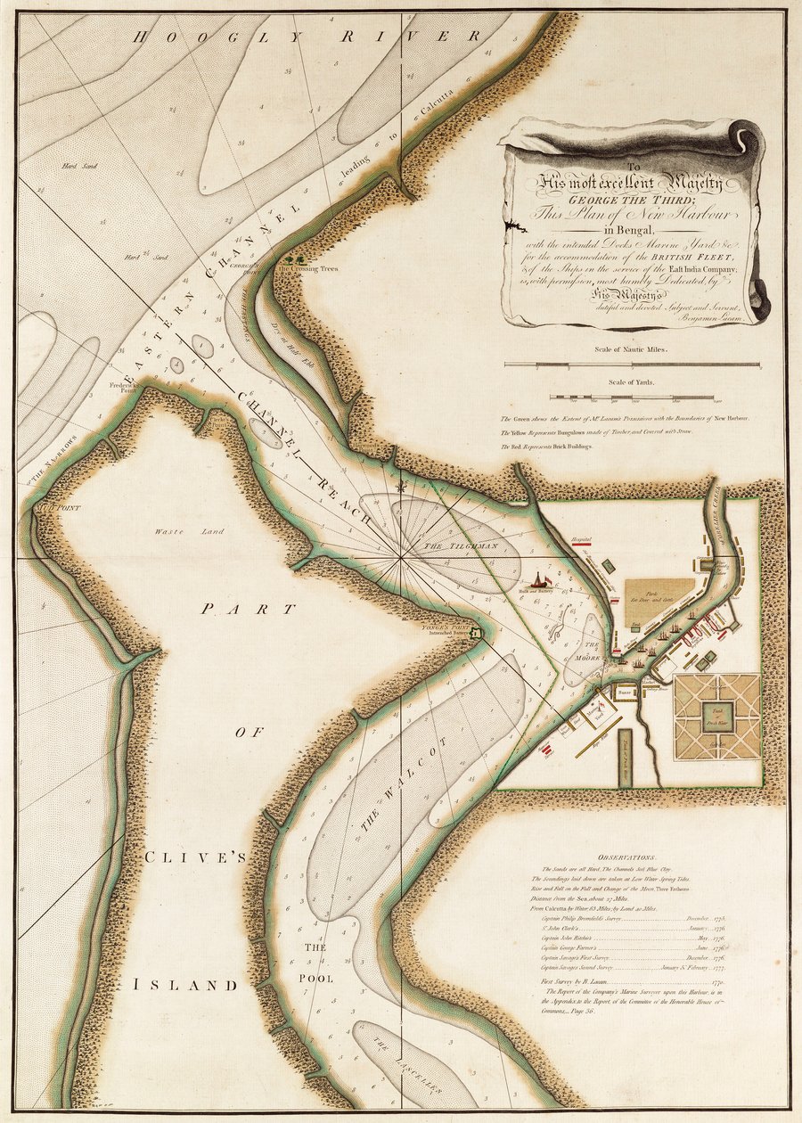 Carte de la rivière Hoogly, vers 1777 - British School