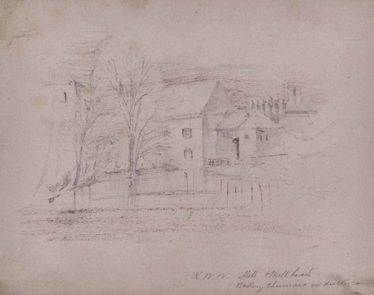 Moulin et cheminée de la boulangerie au loin - British School