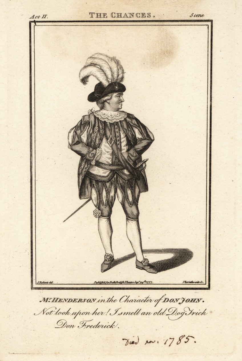 M. Henderson dans le rôle de Don John dans The Chances - British School