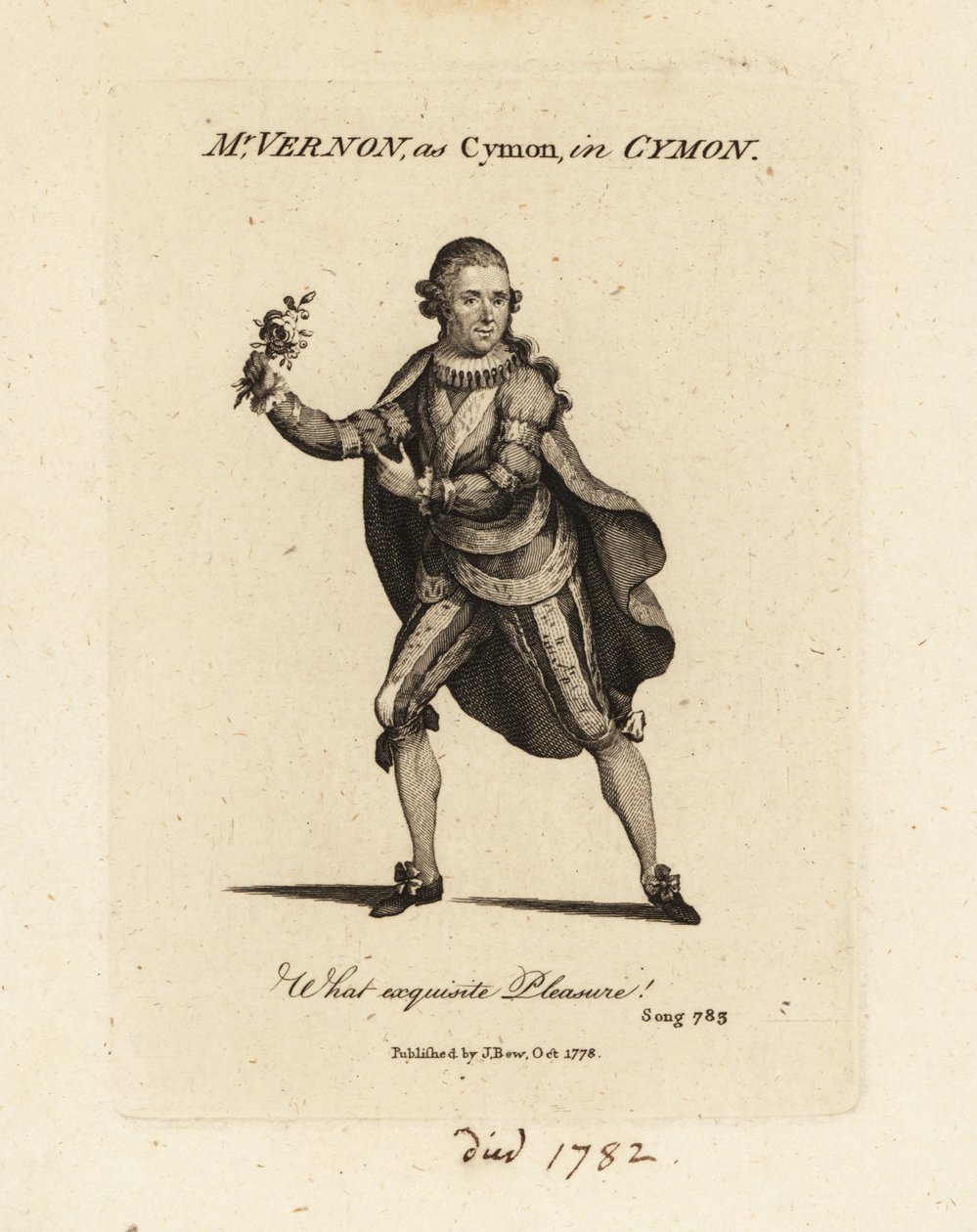 Mme Joseph Vernon dans le rôle de Cymon chantant la cantate Cymon et Iphigénie de Thomas Arne - British School