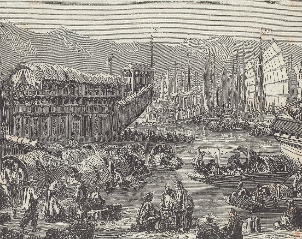 Navires dans un port animé, Shanghai, Chine - British School