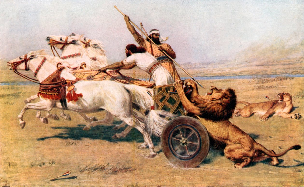 Nimrod, un puissant chasseur (lithographie couleur) - Briton (after) Riviere
