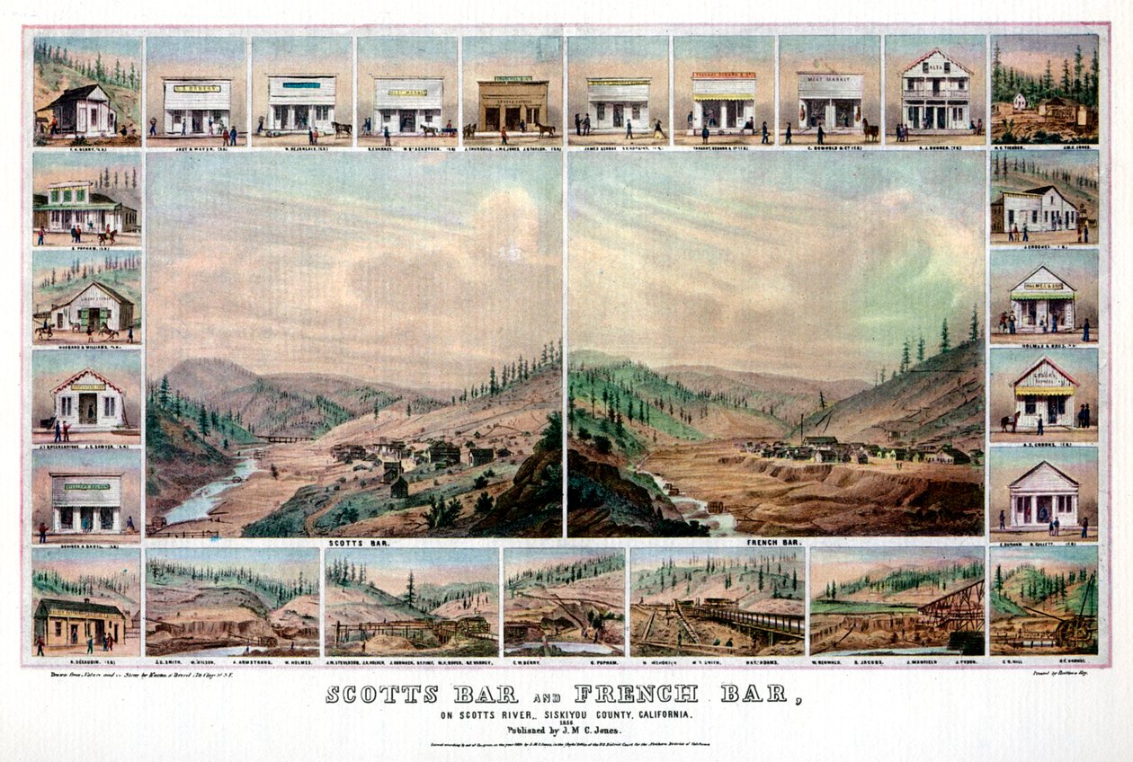 Scotts Bar et French Bar, sur la rivière Scotts, comté de Siskiyou, Californie, 1856 - Britton and Rey