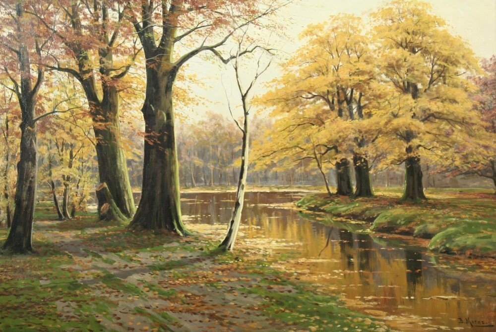 Paysage forestier automnal avec eau - Bruno Moras