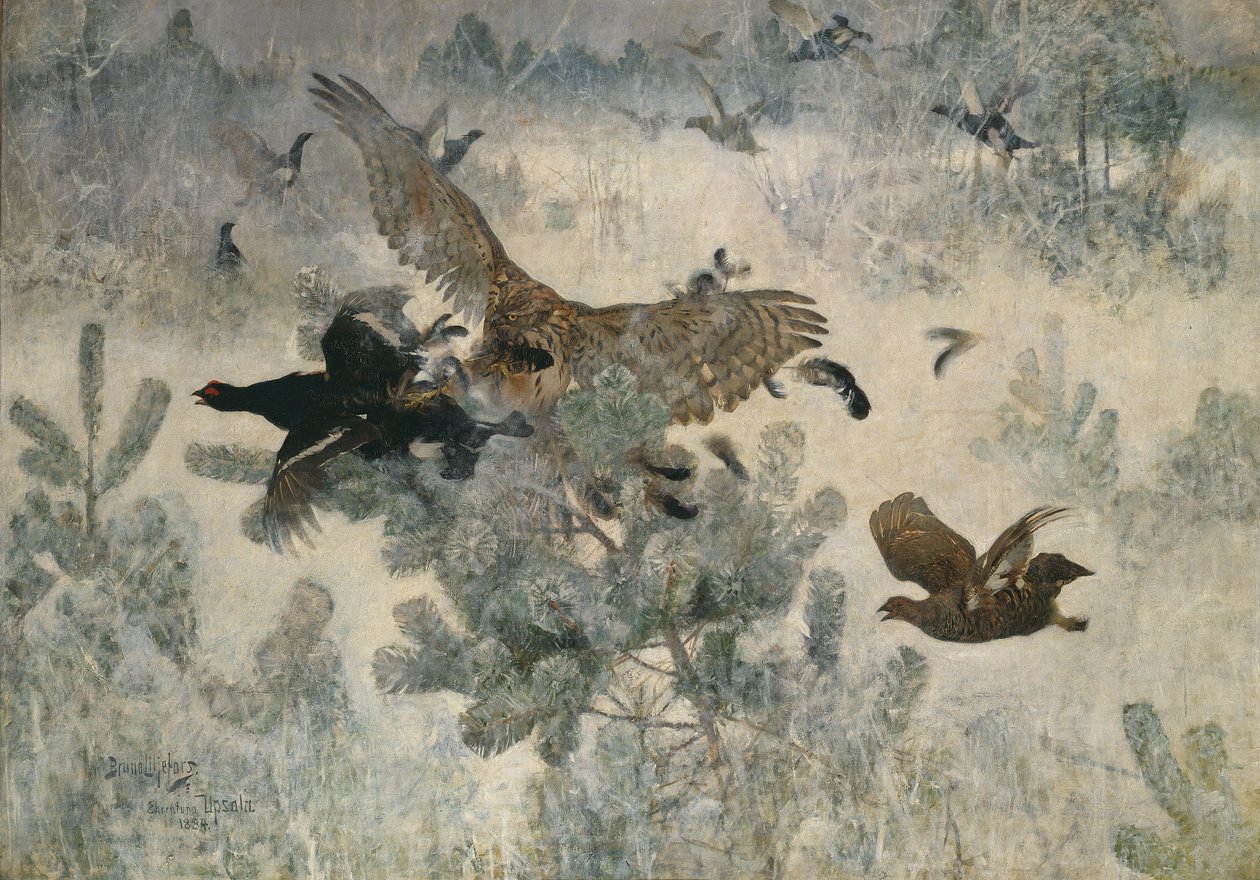 Faucon et gibier noir, 1884 - Bruno Andreas Liljefors