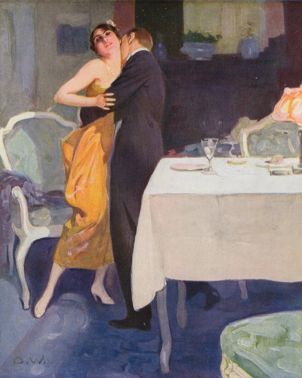 Une étreinte passionnée (lithographie couleur) - Brynolf Wennerberg