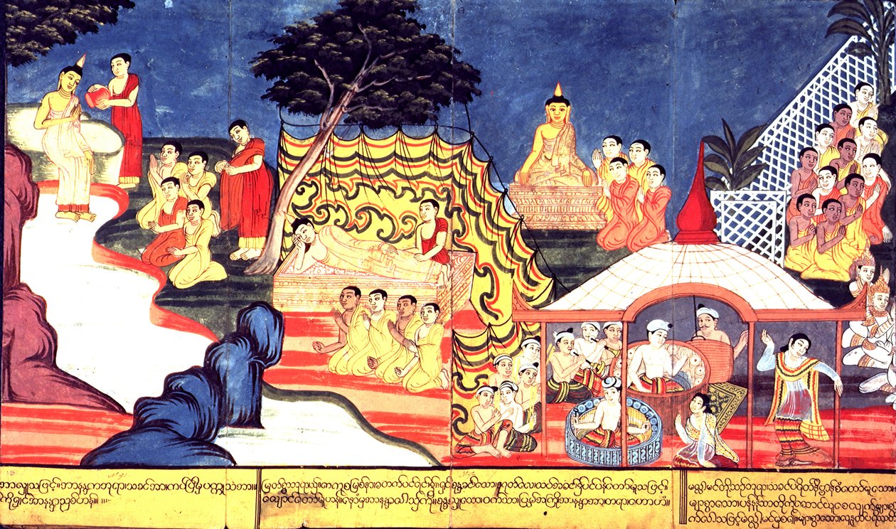 Le Bouddha se baigne, c.1800-20 - Burmese School