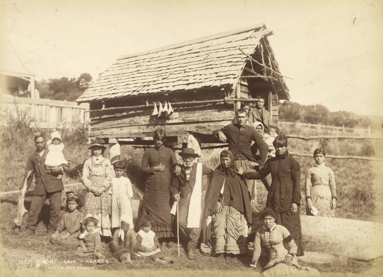 Maori Kaik - Akoroa, c.1884 - Burton Brothers Studio