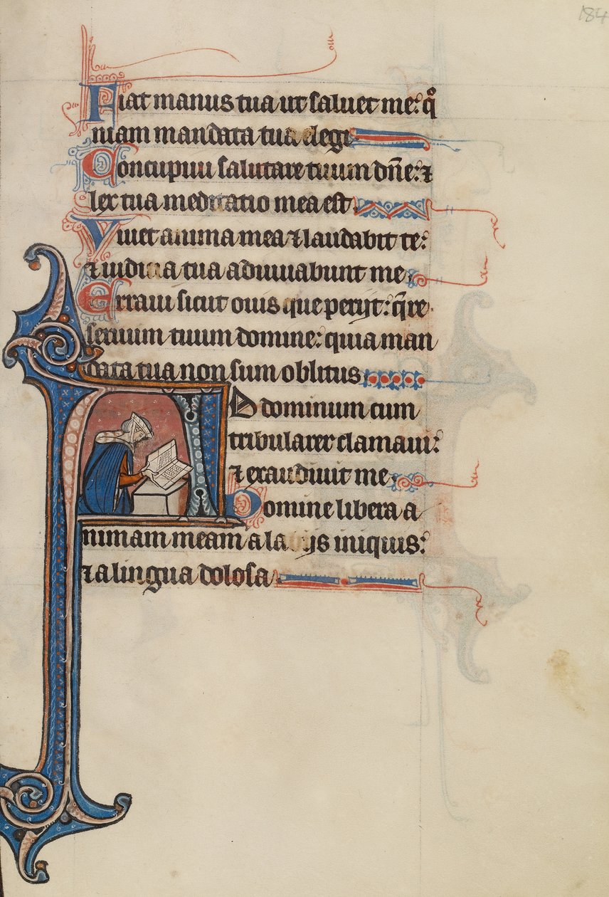 Initiale A : Une noble femme assise par terre en train de lire - Bute Master