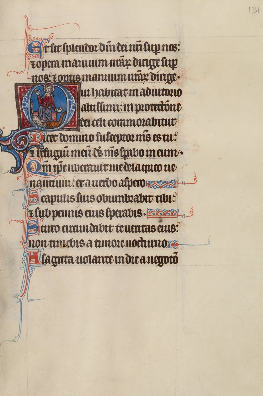 Initial O : Le Christ trônant avec un dragon et un lion à ses pieds - Bute Master
