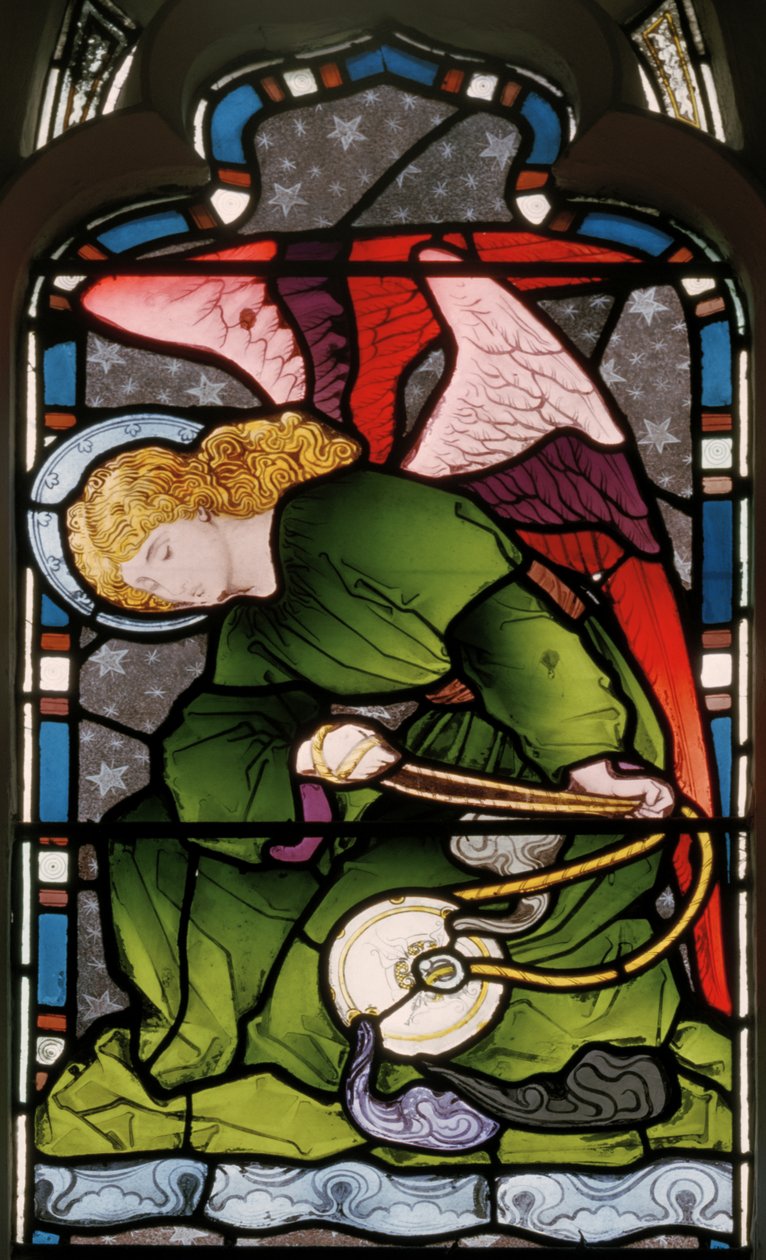 Gillingham, St Mary, Vitrail Est, Heaton, Butler & Bayne, Ange Sentant, c.1868 - Butler and Bayne Heaton
