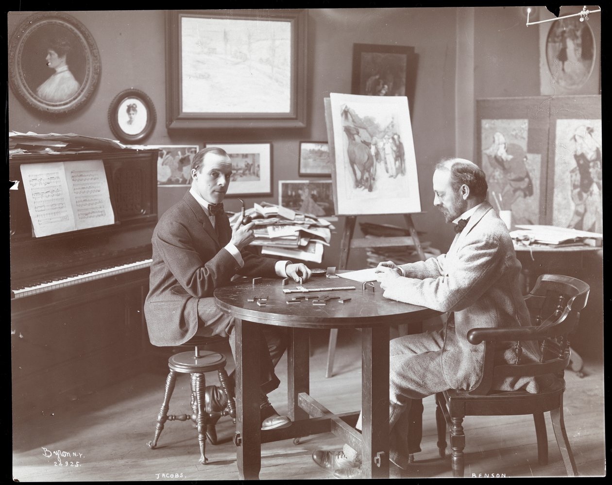 Michel Jacobs et Benson jouant aux dominos, 1907 - Byron Company