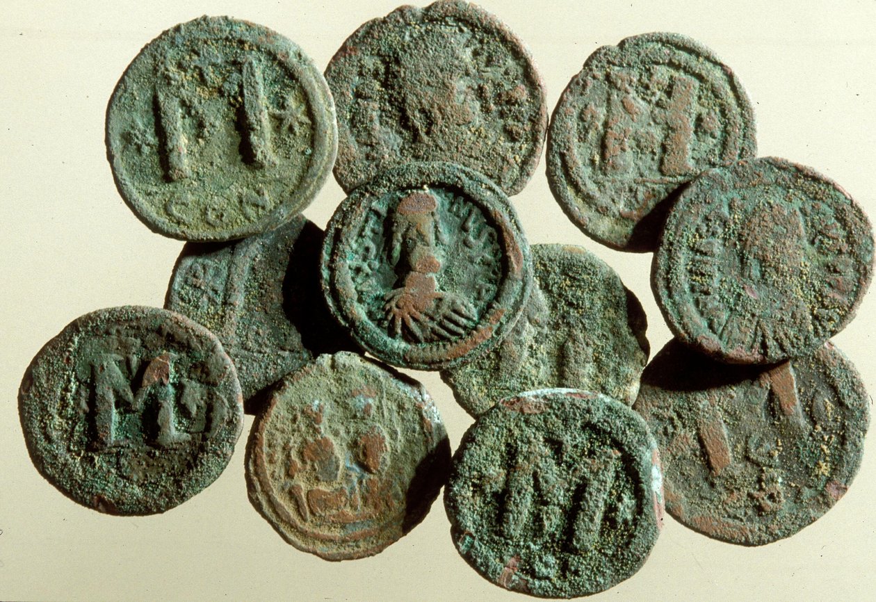 Pièces de monnaie, trouvées dans les fouilles de Tibériade - Byzantine