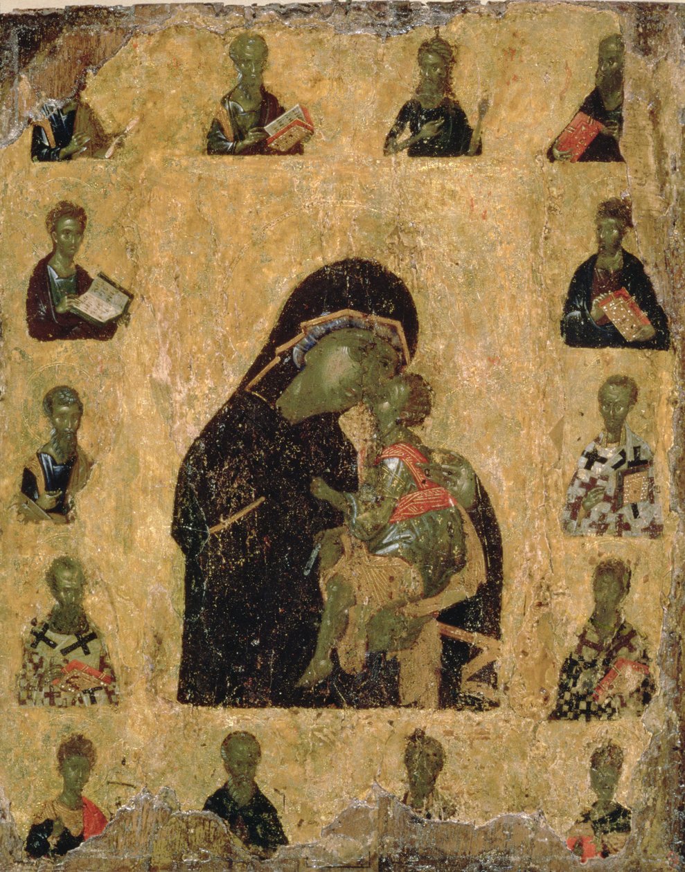 Vierge de tendresse avec les saints, 1350-1400 - Byzantine