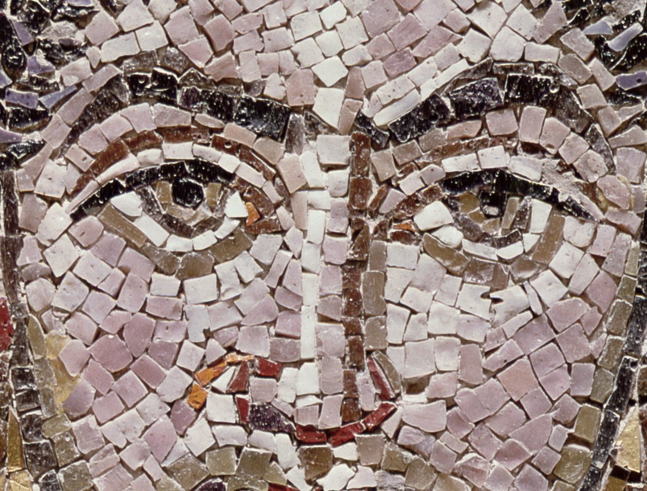 Empereur Justinien I (483-565) vers 547 AD (mosaïque) (détail) - Byzantine School