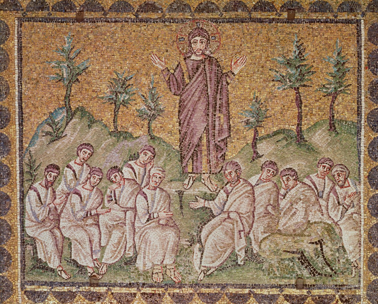 Sermon sur la montagne, Scènes de la vie du Christ (mosaïque) - Byzantine School