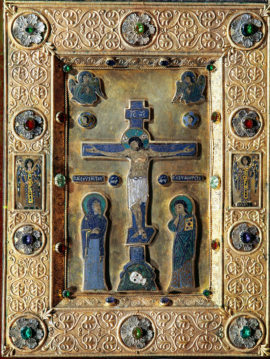 Art byzantin : Évangéliaire en or et émail décoré de feuilles d