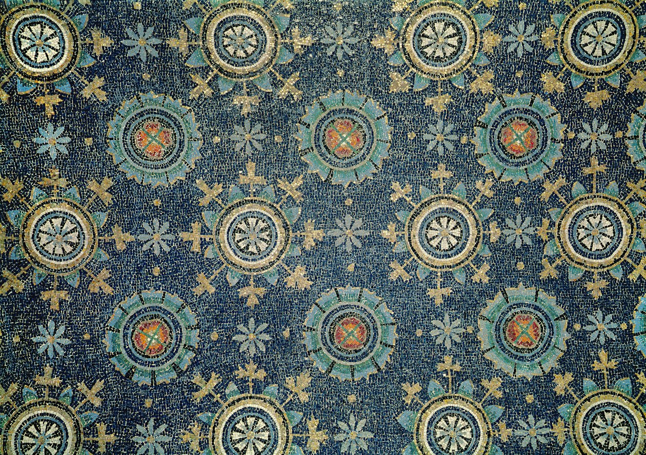 Détail de la décoration florale de la voûte en mosaïque - Byzantine