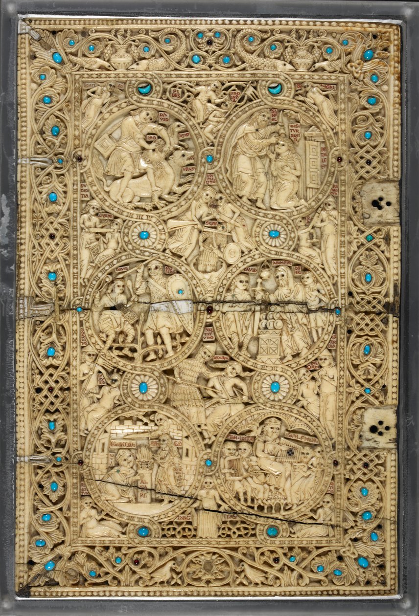 Egerton MS 1139 Couverture supérieure avec des scènes de la vie de David, le 