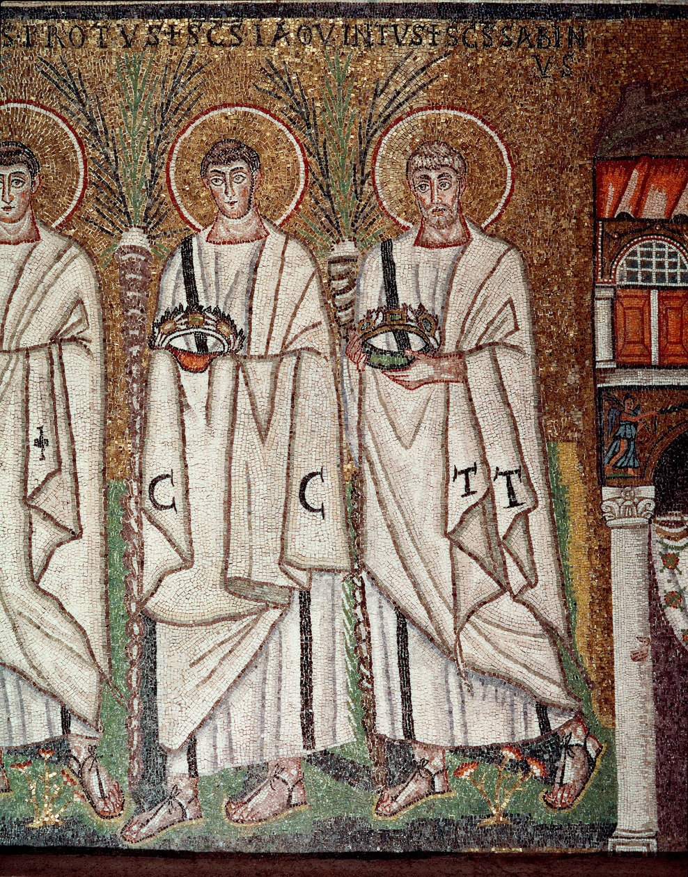 Procession de martyrs (détail de mosaïques, 6ème siècle) - Byzantine School