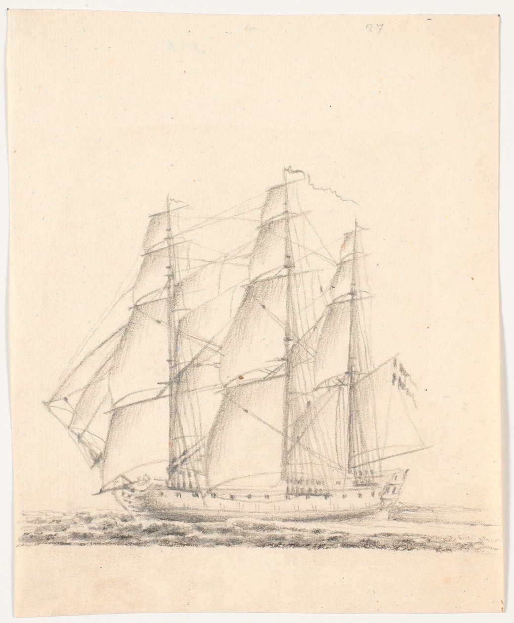 Navire de guerre toutes voiles dehors - C.A. Lorentzen