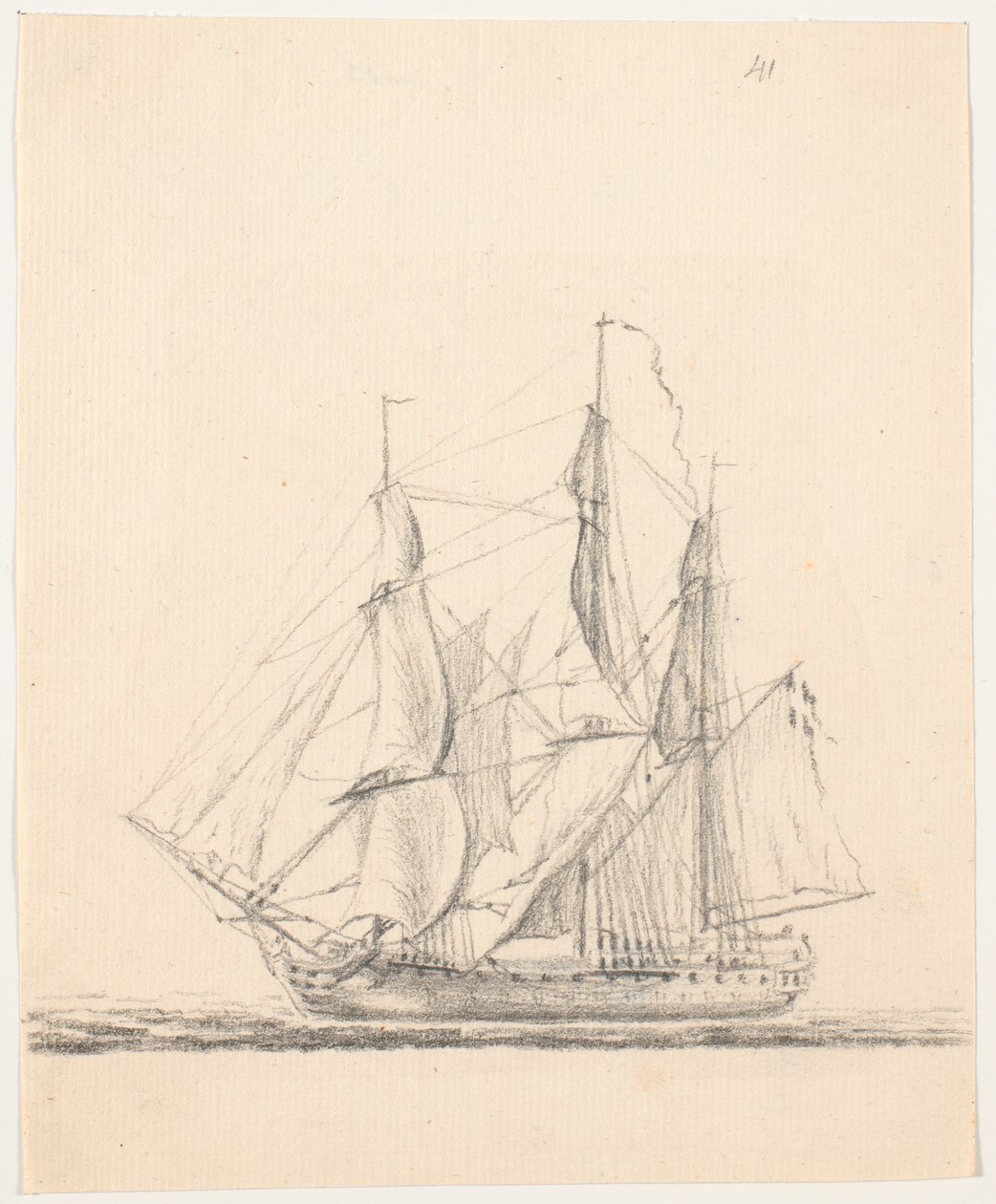 Navire de guerre toutes voiles dehors - C.A. Lorentzen