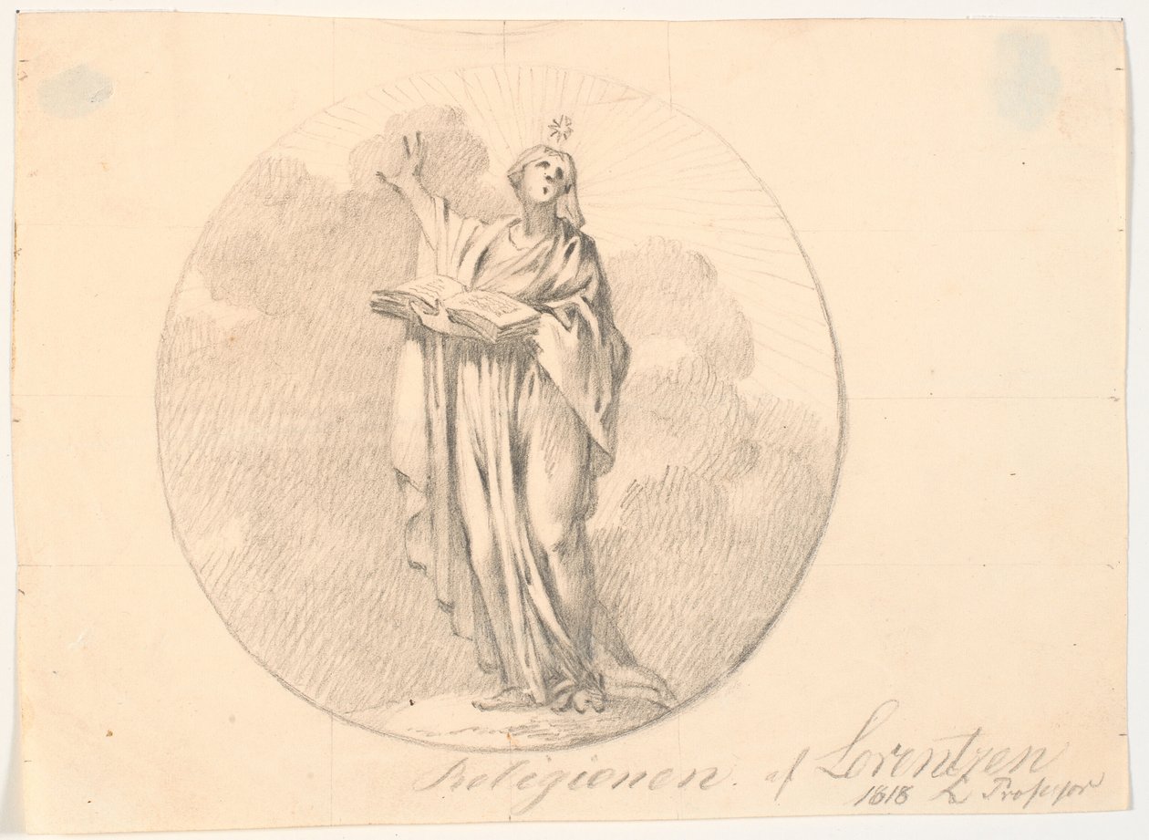 Symbole de la religion. Une femme debout avec un livre - C.A. Lorentzen