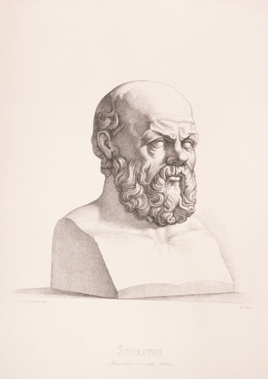 Portrait de Socrate (c.470-399 av. J.-C.) gravé par B. Barloccini, 1849 - C.C Perkins