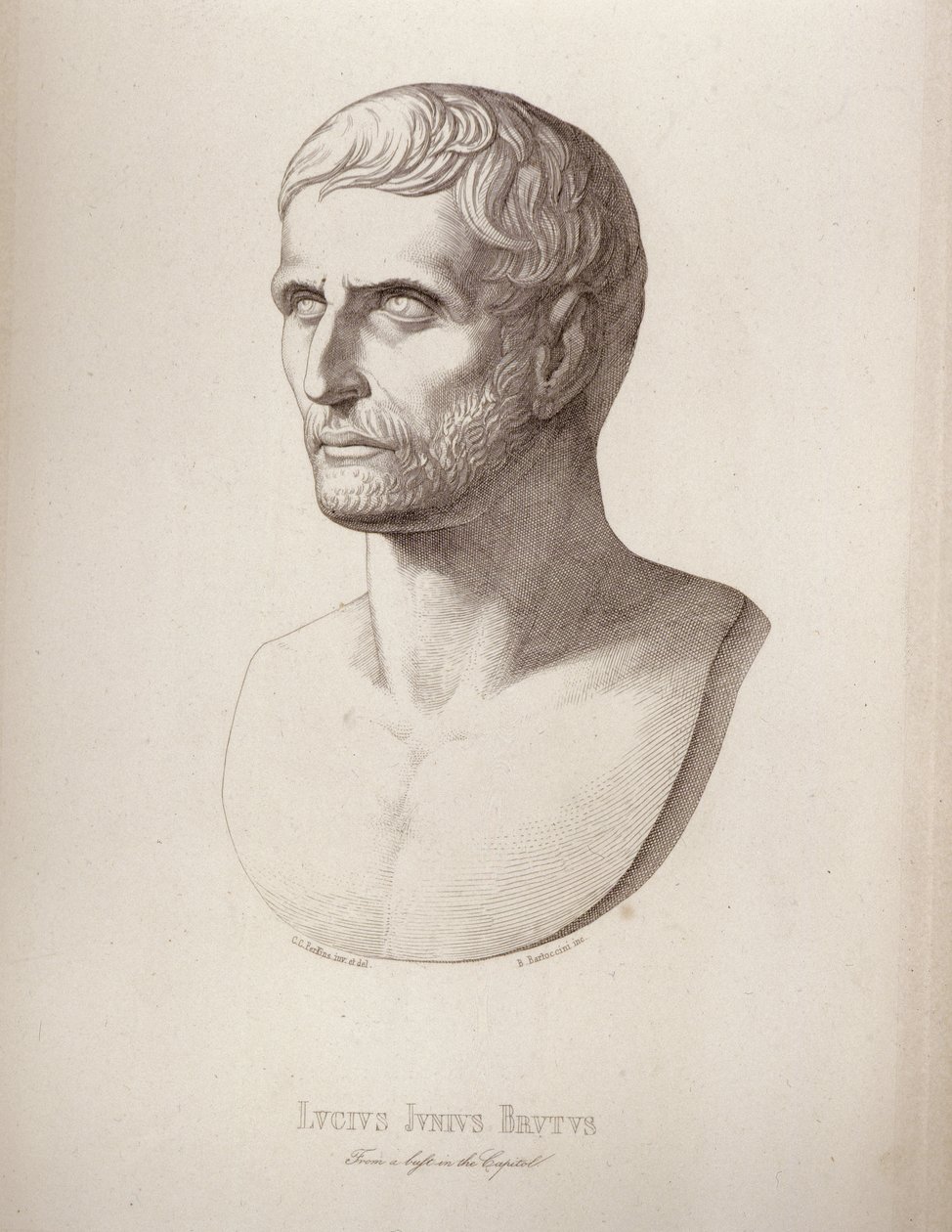 Portrait de Lucius Junius Brutus, gravé par B.Barloccini, 1849 - C.C Perkins