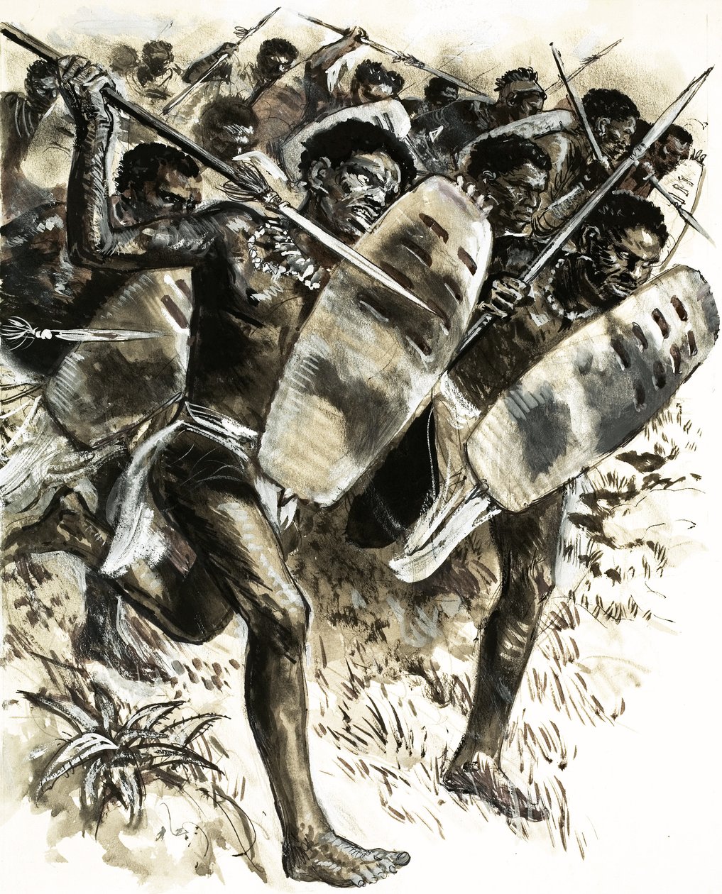Des tribus abyssines attaquent le fort de Gura en 1875 - C.L. Doughty