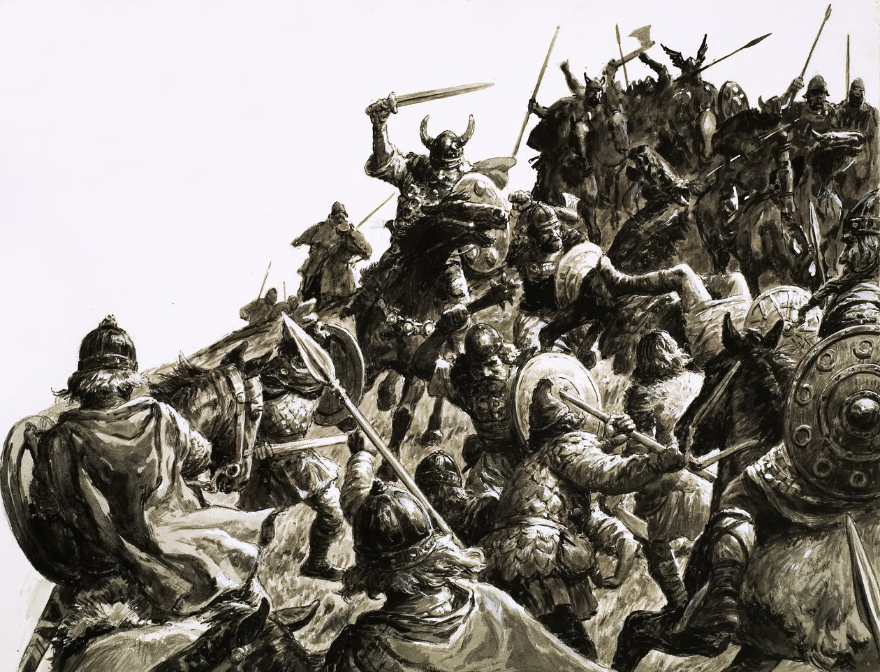 Les Vikings danois attaquent les forces britanniques du roi Alfred. - C.L. Doughty
