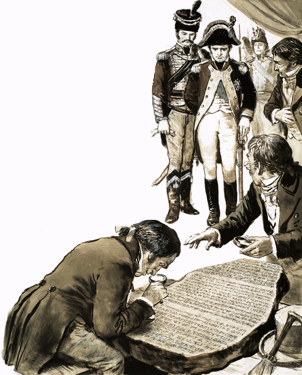 Napoléon a fait appel à des savants pour percer les secrets des langues anciennes de la pierre de Rosette. - C.L. Doughty